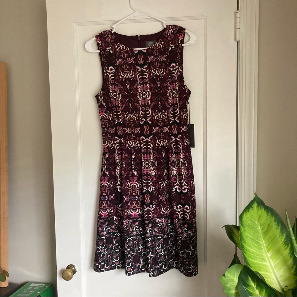Vince Camuto Purple Geometric Print Cocktail Dress